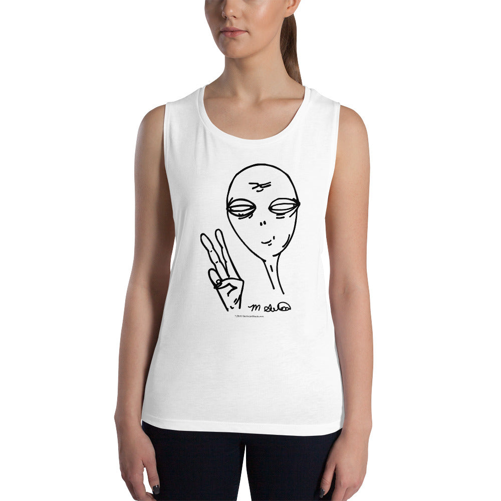 Peaceful Alien - Ladies’ Muscle Tank - Unminced Words