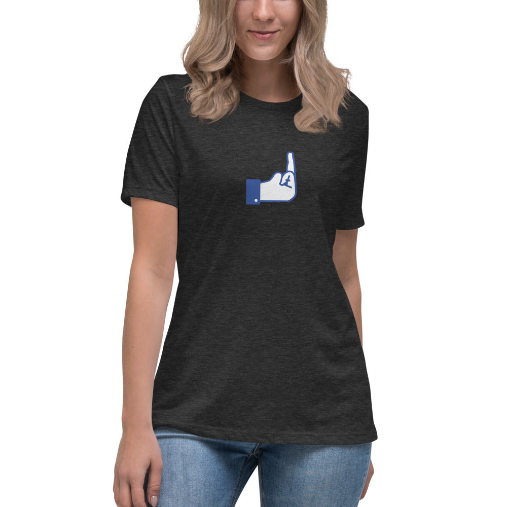 Middle Blue Finger - Women's Relaxed T-Shirt