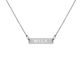 M.I.L.F. - Engraved Silver Bar Chain Necklace - Unminced Words