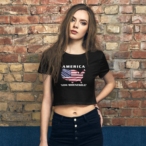 America Now Bidenesque - Women’s Crop Tee